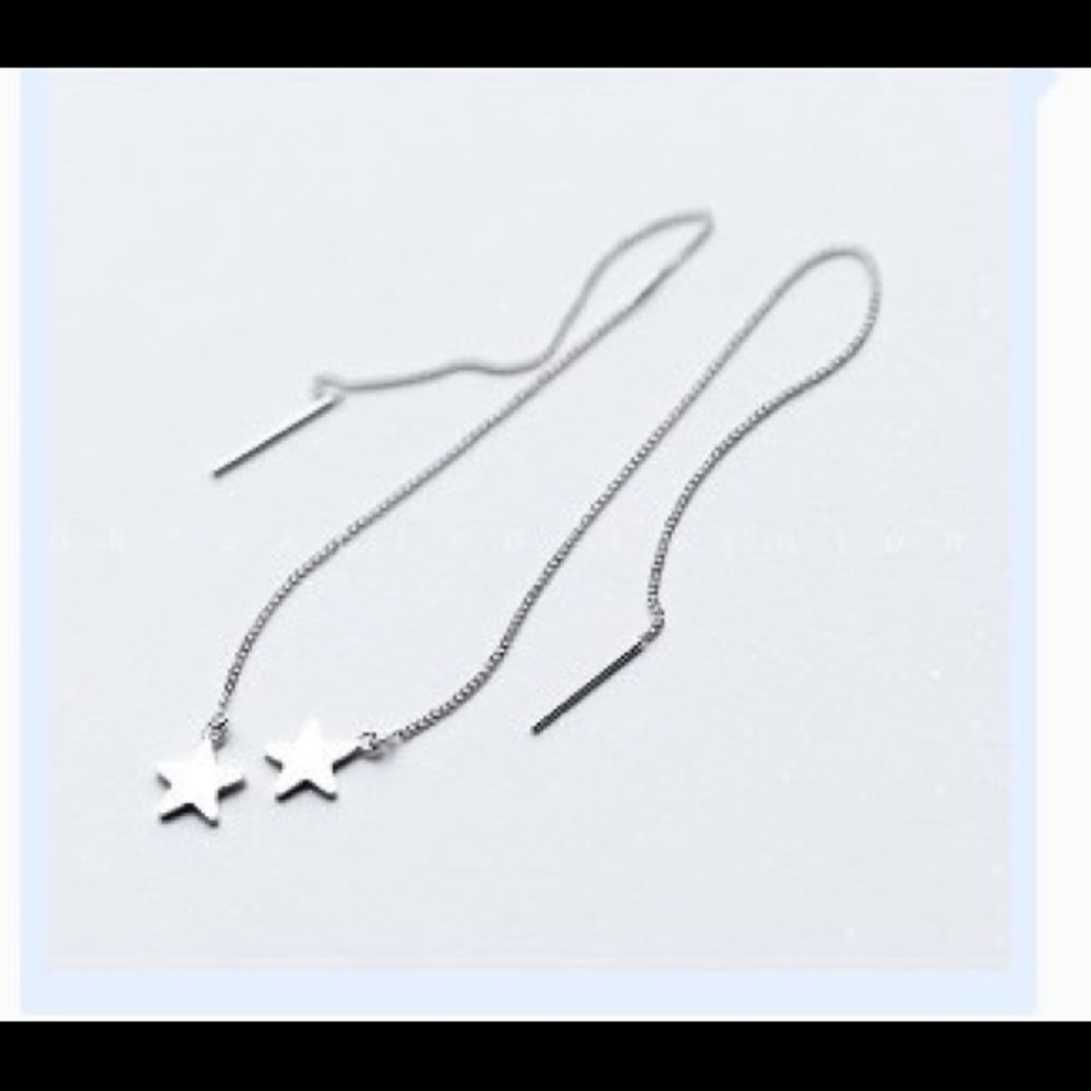 925 Sterling Silver Star Dangling Earrings